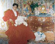 Carl Larsson Mrs Dora Lamm and Her Two Eldest Sons china oil painting artist